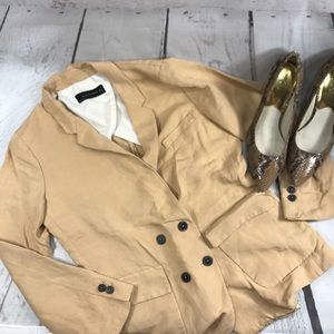 Zara Beige Blazer Long Sleeve Double Breasted